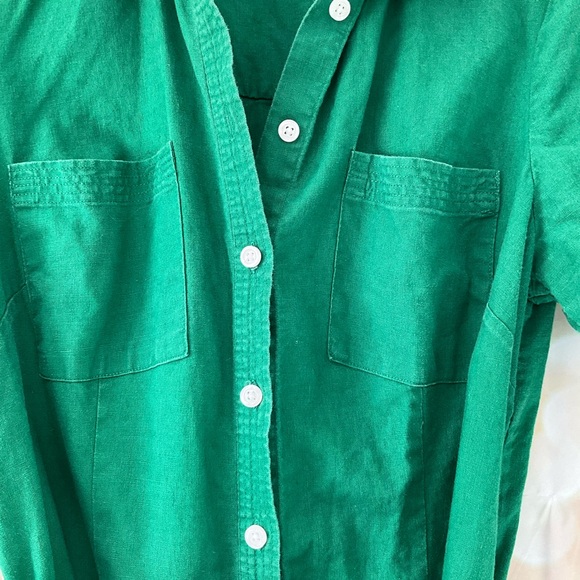 Boden Green Button Down Linen Blend Dress - Picture 3 of 9